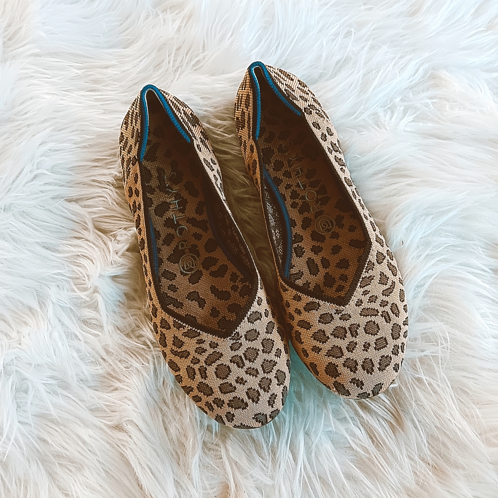 Leopard Print Women's Ballet Flats - Tan/Black